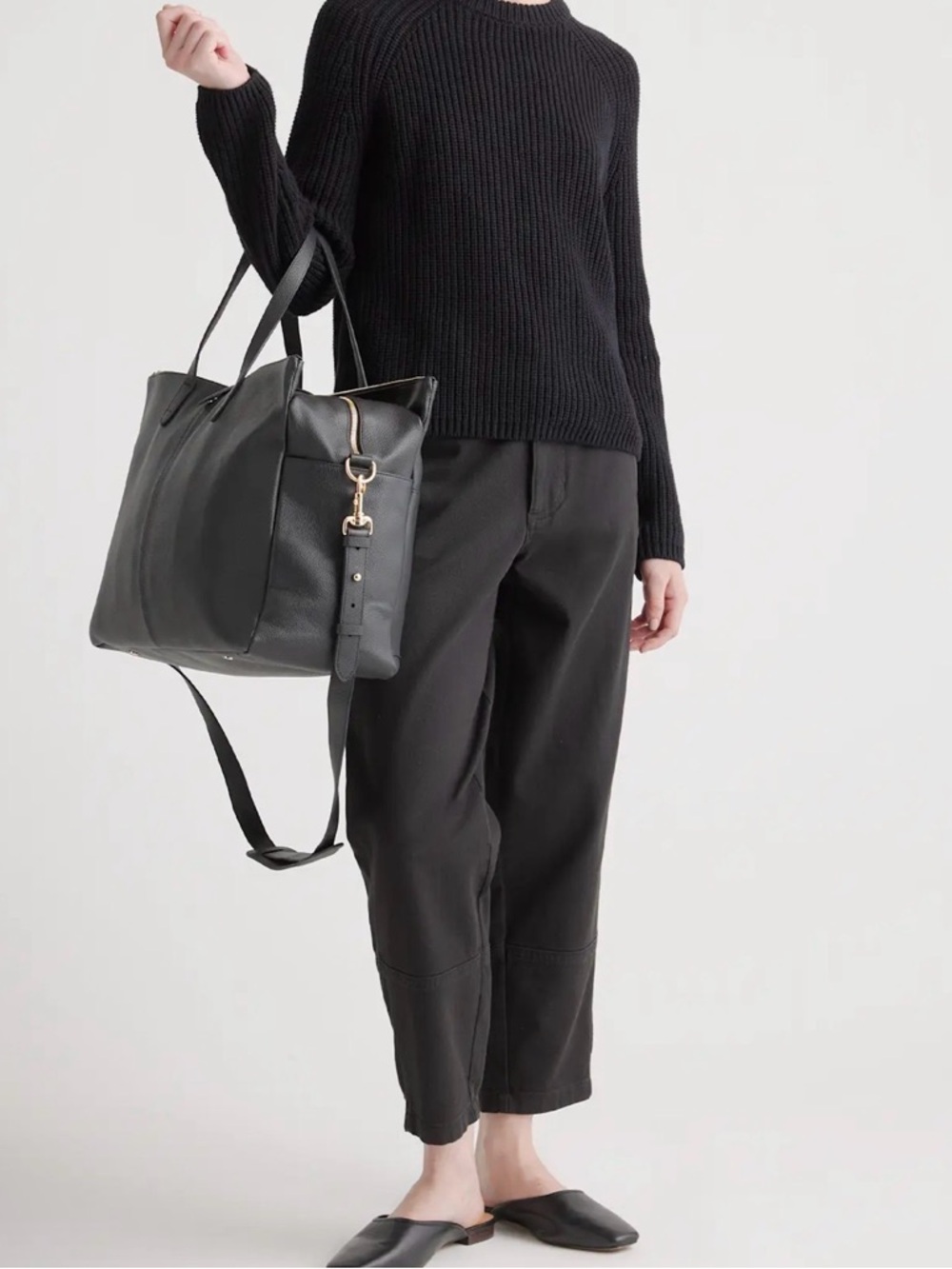 Quince Italian Leather Triple Compartment Weekender